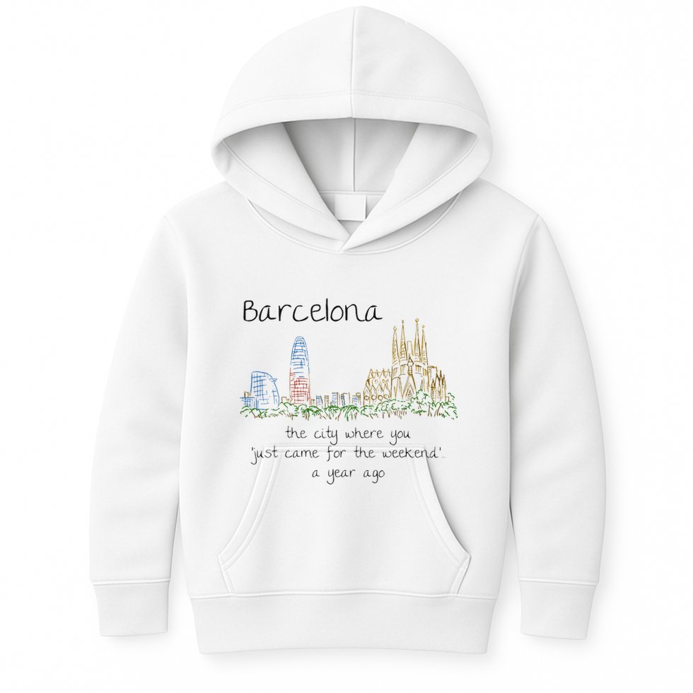 Funny Barcelona Spain Souvenir Hand Drawn Art Gift Kids Hoodie