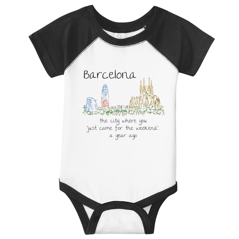 Funny Barcelona Spain Souvenir Hand Drawn Art Gift Infant Baby Jersey Bodysuit