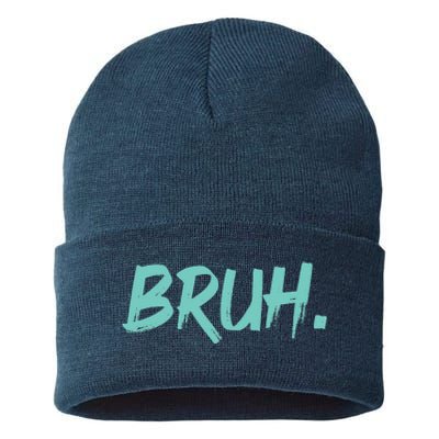 Funny Bruh Saying Meme Bro Mom Slang Sustainable Knit Beanie