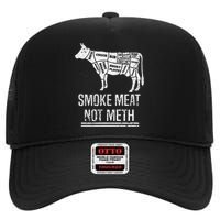 Funny BBQ Smoke Meat Not Meth Anti Drug Barbecue Grilling High Crown Mesh Back Trucker Hat