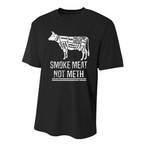 Funny BBQ Smoke Meat Not Meth Anti Drug Barbecue Grilling Youth Performance Sprint T-Shirt