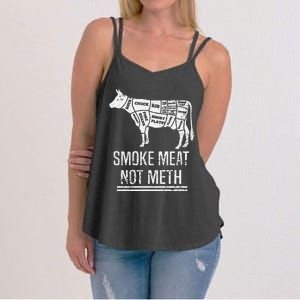 Funny BBQ Smoke Meat Not Meth Anti Drug Barbecue Grilling Women's Strappy Tank