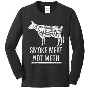 Funny BBQ Smoke Meat Not Meth Anti Drug Barbecue Grilling Kids Long Sleeve Shirt