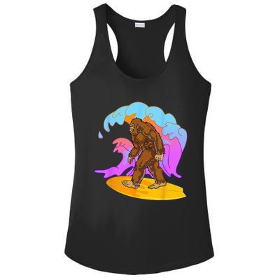 Funny BigFoot Surfing Cool Reto Vintage Sasquatch Lovers Ladies PosiCharge Competitor Racerback Tank