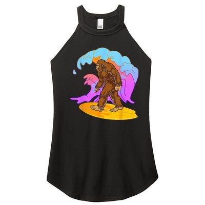 Funny BigFoot Surfing Cool Reto Vintage Sasquatch Lovers Women’s Perfect Tri Rocker Tank