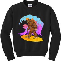 Funny BigFoot Surfing Cool Reto Vintage Sasquatch Lovers Kids Sweatshirt