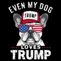 French Bulldog Sunglasses Usa Flag Even My Dog Loves Trump Toddler T-Shirt