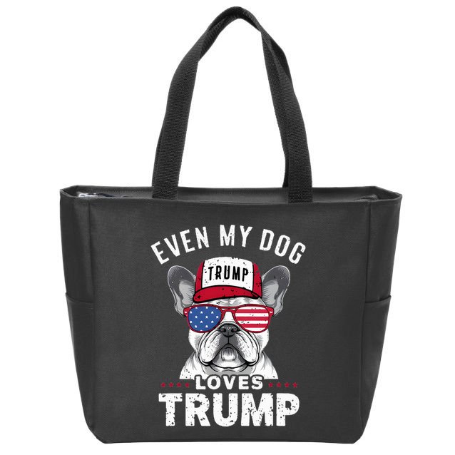 French Bulldog Sunglasses Usa Flag Even My Dog Loves Trump Zip Tote Bag
