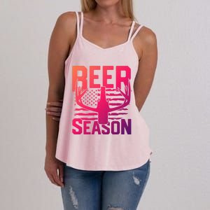 Funny Beer Season Deer Antlers American Flag Hunting Gift Women's Strappy Tank