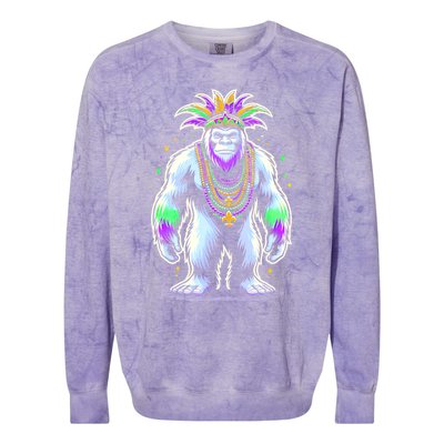 Funny Bigfoot Sasquatch Mardi Gras Festival Costume Colorblast Crewneck Sweatshirt