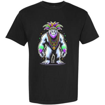 Funny Bigfoot Sasquatch Mardi Gras Festival Costume Garment-Dyed Heavyweight T-Shirt