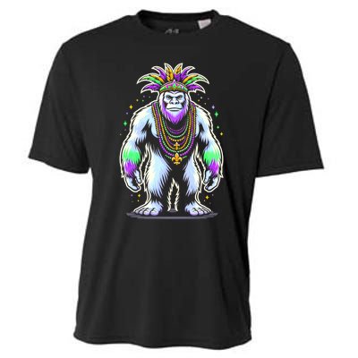 Funny Bigfoot Sasquatch Mardi Gras Festival Costume Cooling Performance Crew T-Shirt