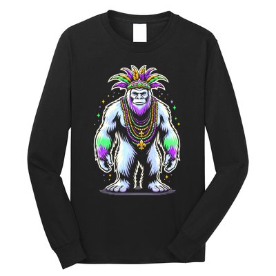 Funny Bigfoot Sasquatch Mardi Gras Festival Costume Long Sleeve Shirt