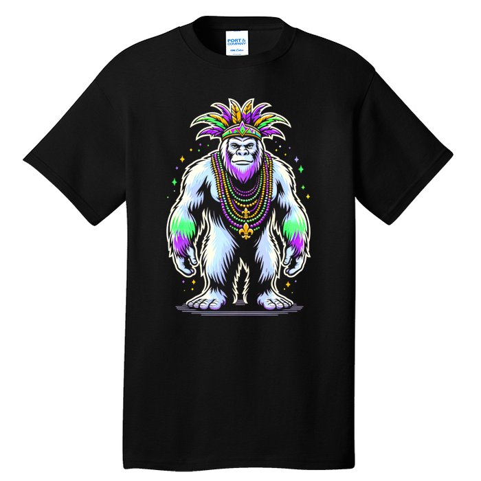 Funny Bigfoot Sasquatch Mardi Gras Festival Costume Tall T-Shirt