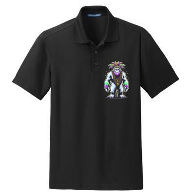 Funny Bigfoot Sasquatch Mardi Gras Festival Costume Dry Zone Grid Polo