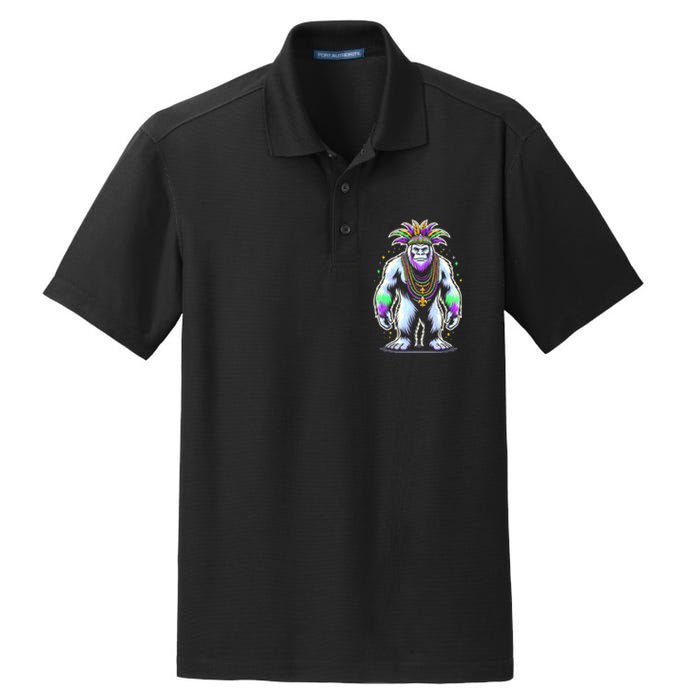 Funny Bigfoot Sasquatch Mardi Gras Festival Costume Dry Zone Grid Polo