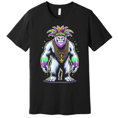 Funny Bigfoot Sasquatch Mardi Gras Festival Costume Premium T-Shirt