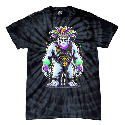 Funny Bigfoot Sasquatch Mardi Gras Festival Costume Tie-Dye T-Shirt