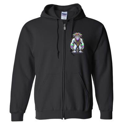 Funny Bigfoot Sasquatch Mardi Gras Festival Costume Full Zip Hoodie