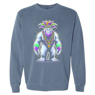 Funny Bigfoot Sasquatch Mardi Gras Festival Costume Garment-Dyed Sweatshirt