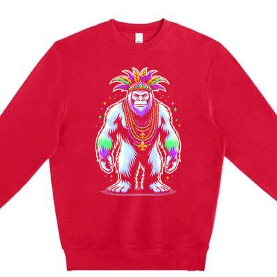 Funny Bigfoot Sasquatch Mardi Gras Festival Costume Premium Crewneck Sweatshirt