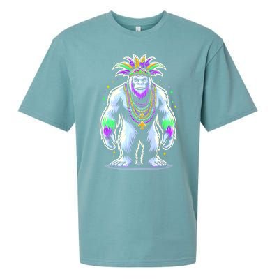 Funny Bigfoot Sasquatch Mardi Gras Festival Costume Sueded Cloud Jersey T-Shirt