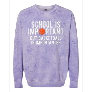 Funny Basketball School Is Important Bball Colorblast Crewneck Sweatshirt