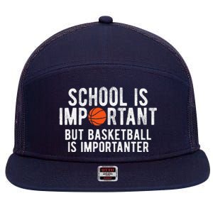 Funny Basketball School Is Important Bball 7 Panel Mesh Trucker Snapback Hat