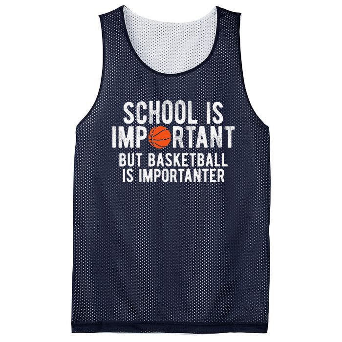 Funny Basketball School Is Important Bball Mesh Reversible Basketball Jersey Tank