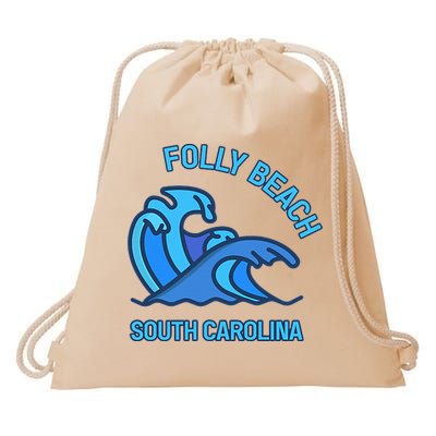 Folly Beach South Carolina Pocket Wave Souvenir Drawstring Bag