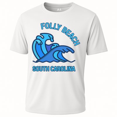 Folly Beach South Carolina Pocket Wave Souvenir Cooling Performance Crew T-Shirt