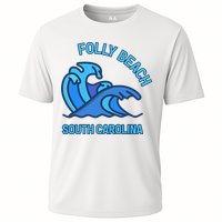 Folly Beach South Carolina Pocket Wave Souvenir Cooling Performance Crew T-Shirt