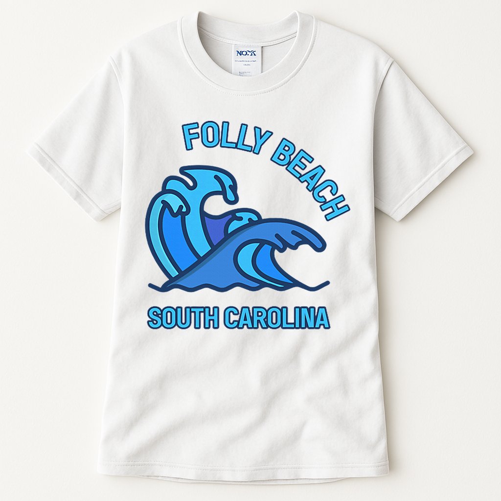 Folly Beach South Carolina Pocket Wave Souvenir Tall T-Shirt