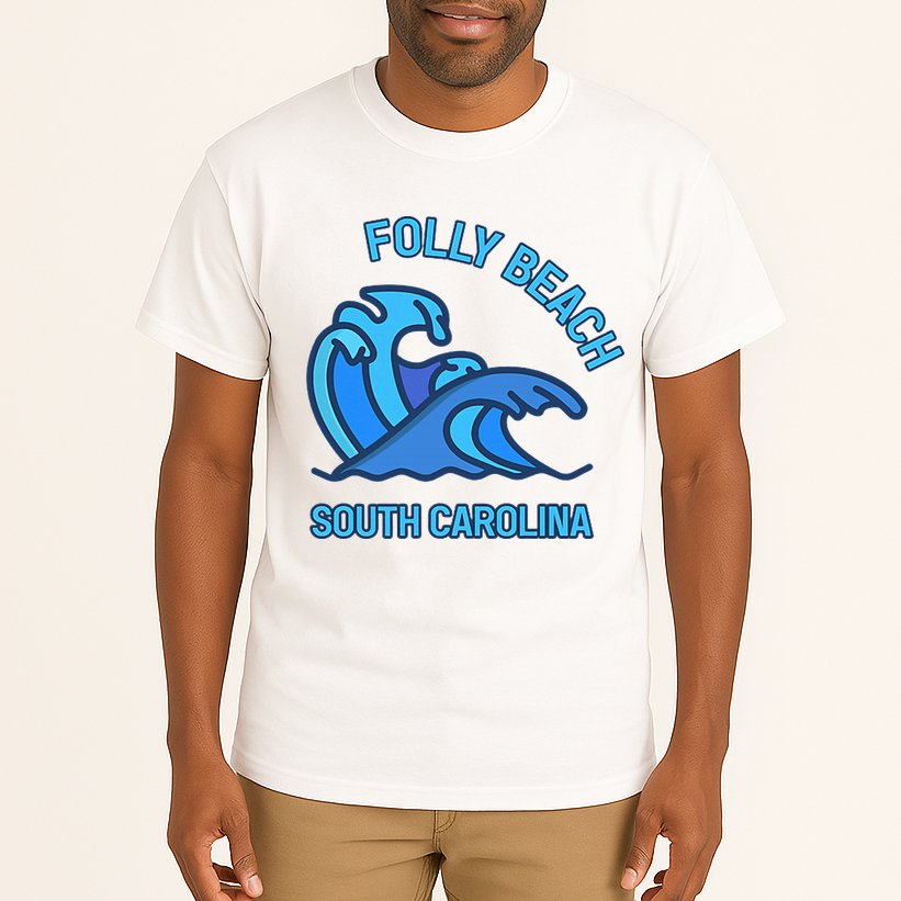 Folly Beach South Carolina Pocket Wave Souvenir Tall T-Shirt