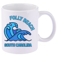 Folly Beach South Carolina Pocket Wave Souvenir 11oz C Handle Ceramic Mug