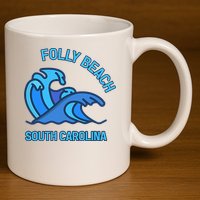 Folly Beach South Carolina Pocket Wave Souvenir 11oz C Handle Ceramic Mug