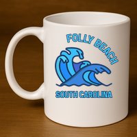 Folly Beach South Carolina Pocket Wave Souvenir 11oz C Handle Ceramic Mug