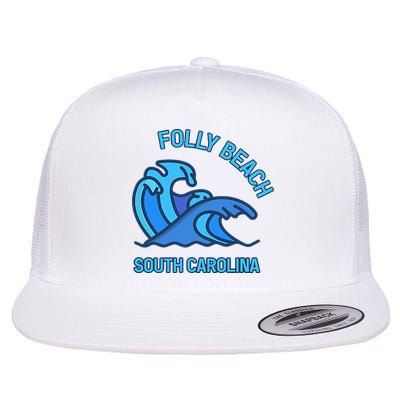 Folly Beach South Carolina Pocket Wave Souvenir Flat Bill Trucker Hat