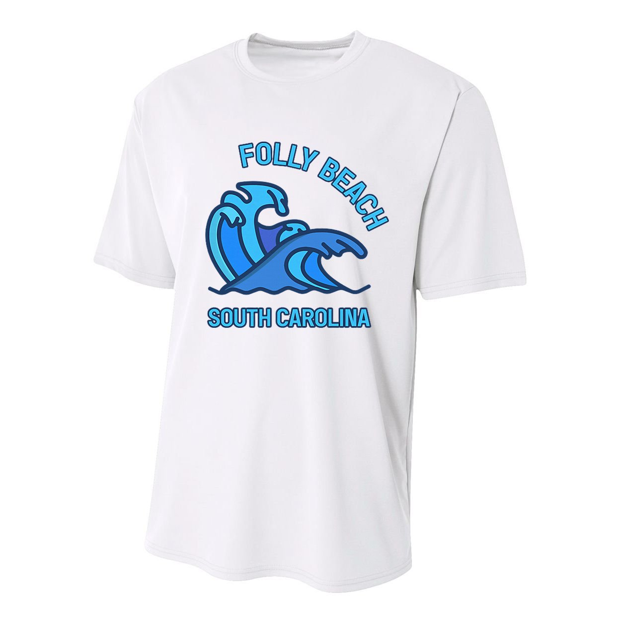 Folly Beach South Carolina Pocket Wave Souvenir Youth Performance Sprint T-Shirt