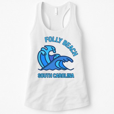 Folly Beach South Carolina Pocket Wave Souvenir Womens Tank Top