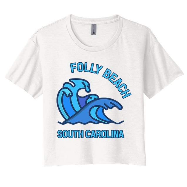 Folly Beach South Carolina Pocket Wave Souvenir Crop Top