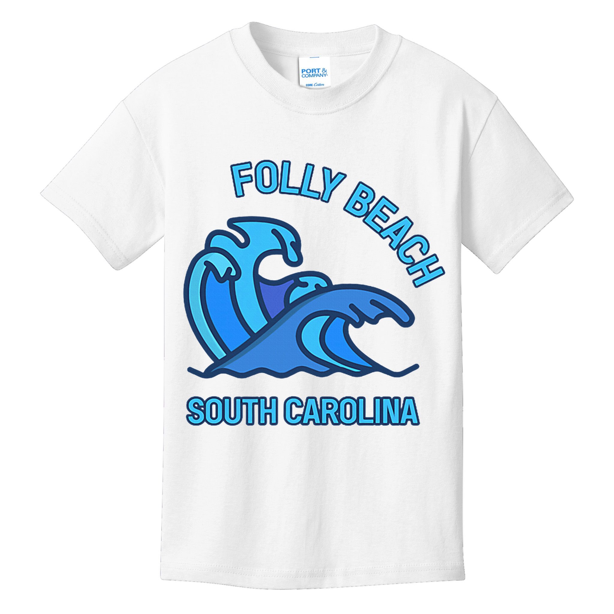 Folly Beach South Carolina Pocket Wave Souvenir Kids T-Shirt