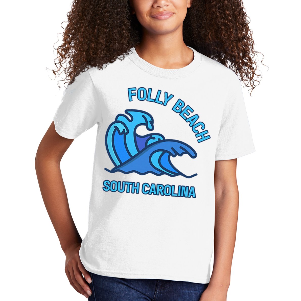 Folly Beach South Carolina Pocket Wave Souvenir Kids T-Shirt