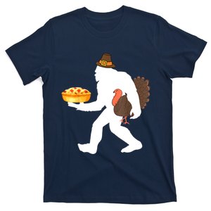 Funny Bigfoot Sasquatch Pilgrim Pie Turkey Thanksgiving T-Shirt