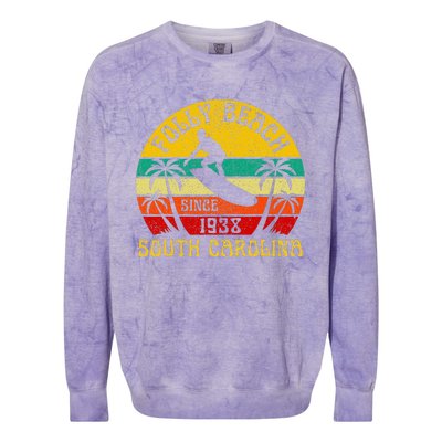 Folly Beach South Carolina Surfing Summer Vacation Colorblast Crewneck Sweatshirt