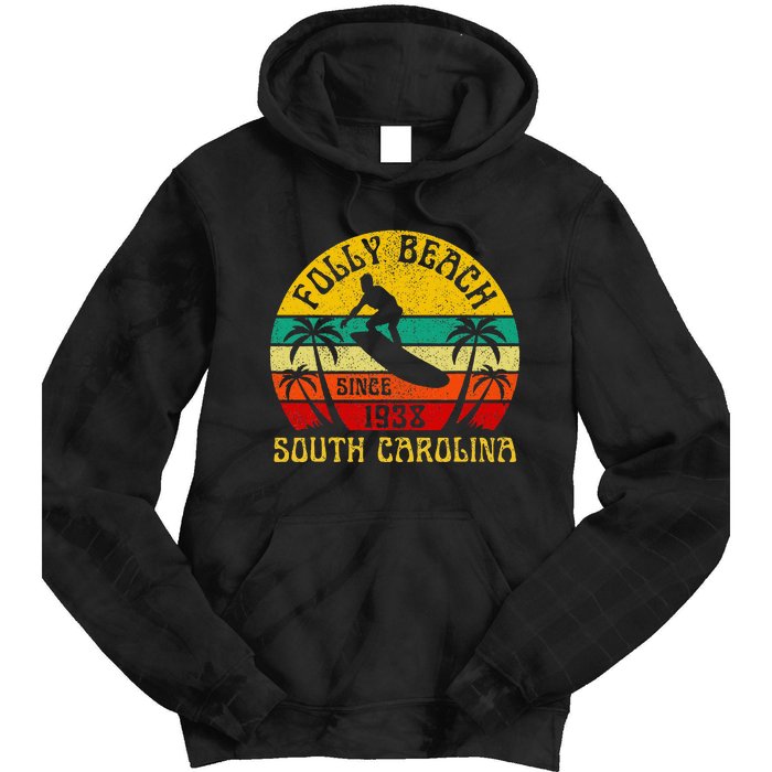 Folly Beach South Carolina Surfing Summer Vacation Tie Dye Hoodie