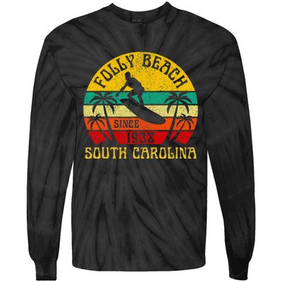 Folly Beach South Carolina Surfing Summer Vacation Tie-Dye Long Sleeve Shirt