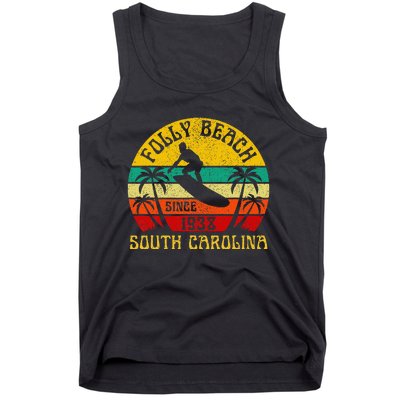 Folly Beach South Carolina Surfing Summer Vacation Tank Top