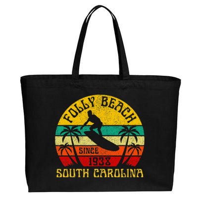 Folly Beach South Carolina Surfing Summer Vacation Cotton Canvas Jumbo Tote