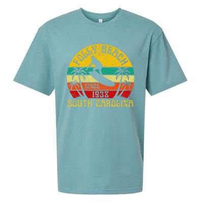 Folly Beach South Carolina Surfing Summer Vacation Sueded Cloud Jersey T-Shirt